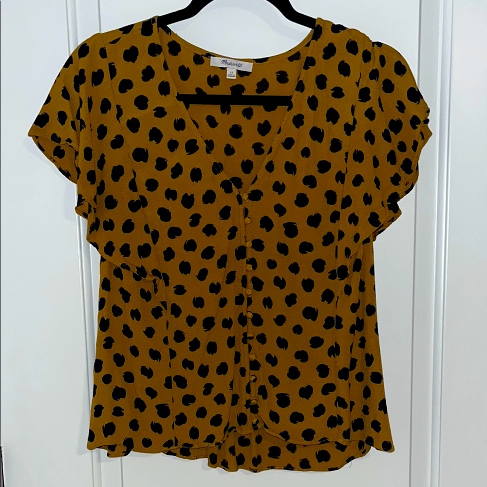 MADEWELL Carmelina Flutter-Sleeve Top in Painted Dots